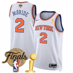 New Yok Knicks  2 Miles McBride White 2026 Finals Patch And Finals Champions Patch Association Edition Stitched Basketball Jersey