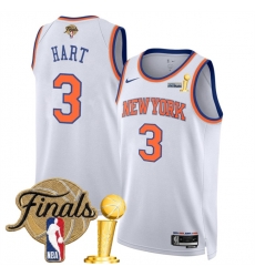 New Yok Knicks  3 Josh Hart White 2026 Finals Patch And Finals Champions Patch Association Edition Stitched Basketball Jersey