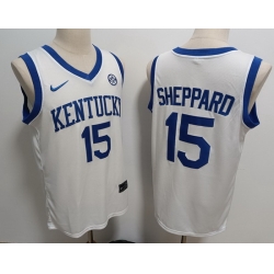 Men Kentucky Wildcats #15 Reed Sheppard White Stitched NCAA Jersey