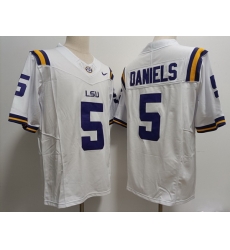 Men LSU tigers Jayden Daniels #5 White F U S E Stitched jersey