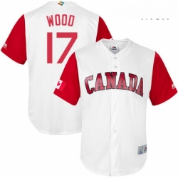 Mens Canada Baseball Majestic 17 Eric Wood White 2017 World Baseball Classic Replica Team Jersey