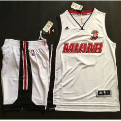 Heat #3 Dwyane Wade White Throwback A Set Stitched NBA Jersey