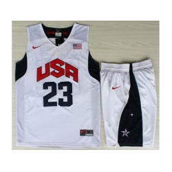 USA Basketball #23 Kyrie Irving White Jersey & Shorts Suit