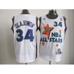 NBA 95 All Star #34 Olajuwon White Jerseys