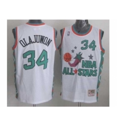 NBA 96 All Star #34 Olajuwon White Jerseys