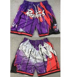 Men Toronto Raptors Purple Red Mitchell 26Ness Shorts  28Run Small 29