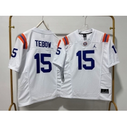 Men Florida Gators 15 Tim Tebow White Retro F U S E Stitched Jersey
