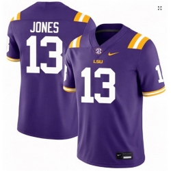 Men #13 Dilin Jones LSU Tigers College Football Jersey Purple