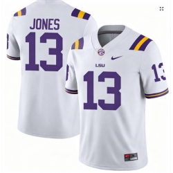 Men #13 Dilin Jones LSU Tigers College Football Jersey White