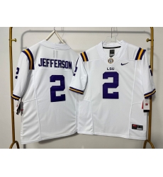 Men LSU Tigers 2 Justin Jefferson White F U S E Stitched Jersey Men LSU Tigers 2 Justin Jefferson White F U S E Stitched Jersey