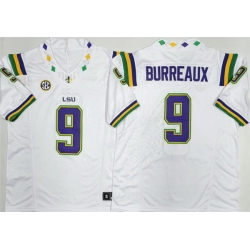 Men LSU Tigers  9 Joe Burreaux White 2026 F U S E  Stitched Jersey