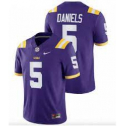 Men LSU tigers Jayden Daniels #5 Purple Limited Stitched jersey