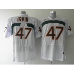 Hurricanes #47 Michael Irvin White Embroidered NCAA Jerseys