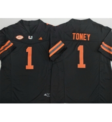 Men Miami Hurricanes  1 Malachi Toney Black F U S E  Stitched Football Jersey