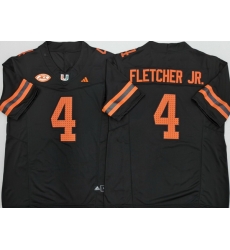 Men Miami Hurricanes  4  4 Mark Fletcher Jr  Black F U S E  Stitched Football Jersey