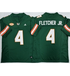 Men Miami Hurricanes 4 Mark Fletcher Jr  Green F U S E  2026 Stitched Football Jersey