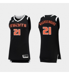 Men Miami Hurricanes Sam Waardenburg Black White Chase College Basketball Jersey