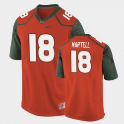 Men Miami Hurricanes Tate Martell Replica Orange College Football Jersey