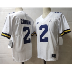 Men Michigan Wolverines Blake Corum #2 White High School Stitched Game Jersey