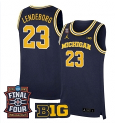 Men Michigan Wolverines Yaxel Lendeborg #23 Jordan Stitched Blue Jersey