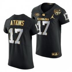 North Carolina Tar Heels Grayson Atkins Black 2021 Orange Bowl Golden Edition Jersey