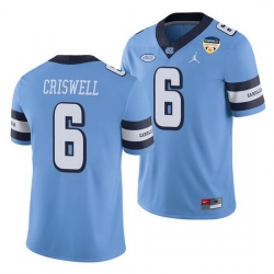 North Carolina Tar Heels Jacolby Criswell Carolina Blue 2021 Orange Bowl Game Jersey