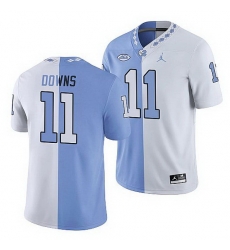 North Carolina Tar Heels Josh Downs College Football White Blue Split Edition Game Jersey