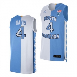 North Carolina Tar Heels R.J. Davis 2021 Blue White Split Edition Special Jersey