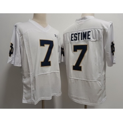 Men Notre Dame Fighting Irish Audric Estime #7 White 2023 Stitched Jersey