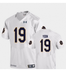 Men Notre Dame Fighting Irish Justin Yoon 19 White College Football Replica Jersey