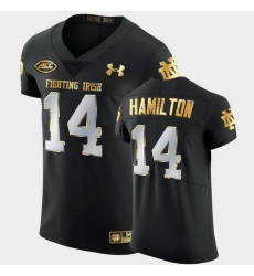 Men Notre Dame Fighting Irish Kyle Hamilton Golden Edition Black Authentic Jersey