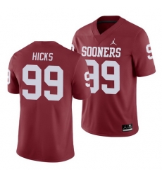 Oklahoma Sooners Marcus Hicks Crimson College Football Men'S Jersey