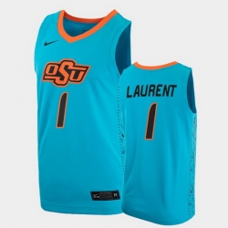 Men Oklahoma State Cowboys Jonathan Laurent College Basketball Blue Jersey