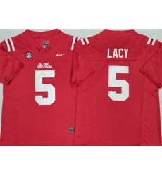 Men Ole Miss Rebels  5 Kewan Lacy Red F U S E  Stitched jersey
