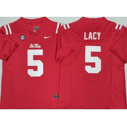 Men Ole Miss Rebels  5 Kewan Lacy Red F U S E  Stitched jersey