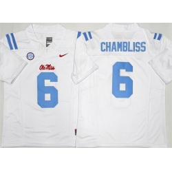 Men Ole Miss Rebels 6 Trinidad Chambliss White 2026 F U S E  Stitched jersey