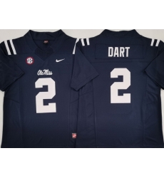 Men Ole Miss Rebels White #2 Jaxson Dart Light Blue Stitched NCAA Jersey