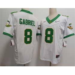 Men Oregon Ducks 8 Dillon Gabriel White 2024 F U S E  Stitched Jersey