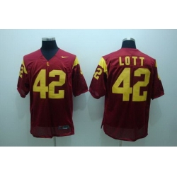 Trojans #42 Ronnie Lott Red Embroidered NCAA Jersey