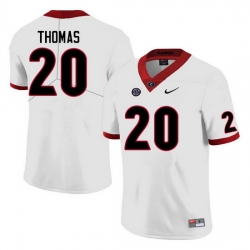 Men #20 JaCorey Thomas Georgia Bulldogs College Football Jerseys Sale-White Anniversary