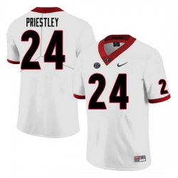 Men #24 Nathan Priestley Georgia Bulldogs College Football Jerseys Sale-White