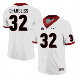 Men #32 Chaz Chambliss Georgia Bulldogs College Football Jerseys Sale-White