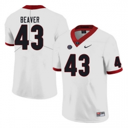 Men #43 Tyler Beaver Georgia Bulldogs College Football Jerseys Sale-White