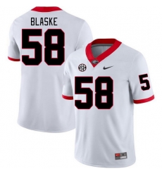 Men #58 Austin Blaske Georgia Bulldogs College Football Jerseys Stitched-White