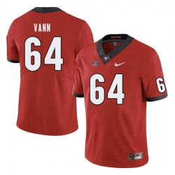 Men #64 David Vann Georgia Bulldogs College Football Jerseys Sale-Red