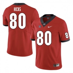 Men #80 Braxton Hicks Georgia Bulldogs College Football Jerseys Sale-Red