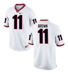 Men Georgia Bulldogs #11 Keyon Brown College Football Jerseys-White