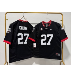 Men Georgia Bulldogs 27 Nick Chubb Black Dog Head F U S E Stitched Jersey
