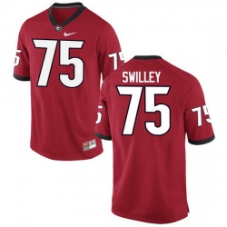 Men Georgia Bulldogs #75 Thomas Swilley College Football Jerseys-Red