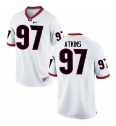 Men Georgia Bulldogs #97 John Atkins College Football Jerseys-White